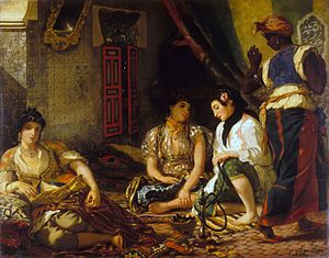 The Women of Algiers, 1834, by Eugène Delacroix is one of the earliest paintings from Western painters in the "Eastern world".