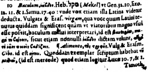 Matthew 10:10 Footnote in Latin in the 1598 New Testament of Theodore Beza
