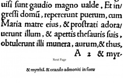 Matthew 2:11 in Latin in the 1516 New Testament of Erasmus