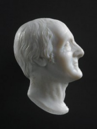 A white glass medallion of Granville Sharp by Catherine Andras, made on 2 April 1809.