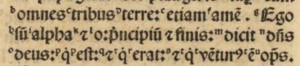 Revelation 1:8 in the 1514 Complutensian Polyglot. [15].