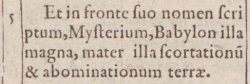 Revelation 17:5 in Beza's 1598 Latin New Testament