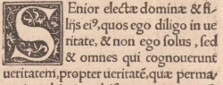 2 John 1:1 in Latin in the 1516 Novum Instrumentum omne of Erasmus