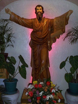 The image of Saint Paul in a parish dedicated to him in the Diocese of Cubao.