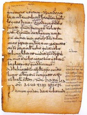 The Glosas Emilianenses are glosses added to this Latin codex that are considered the oldest surviving phrases written in the Castilian language.