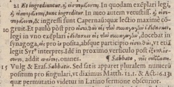 Footnote at Mark 1:21 in Beza's 1598 Greek New Testament