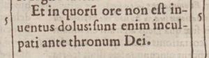 Revelation 14:5 in the 1598 Latin New Testament of Theodore Beza