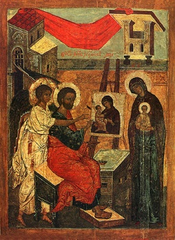 Luke the Evangelist painting the first icon of the Virgin Mary.