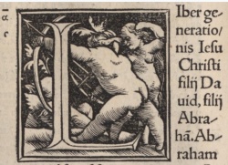 Matthew 1:1 in Latin in the 1519 Novum Instrumentum omne of Erasmus