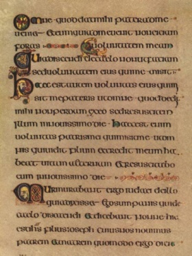 The Book of Kells, c. AD 800, is lettered in a script known as "insular majuscule," a variety of uncial script that originated in Ireland.