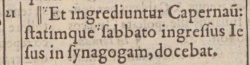 Mark 1:21 in Beza's 1598 Latin New Testament
