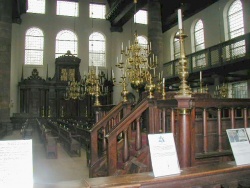 Interior of the Esnoga synagogue in Amsterdam