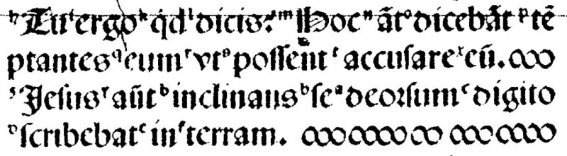 Image:John 8 6 complutensian polyglot Latin.JPG
