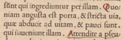 Matthew 7:14 in Latin in the 1516 Novum Instrumentum omne of Erasmus
