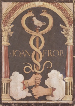 Printer's device of Johann Froben, by Hans Holbein the Younger, c. 1523