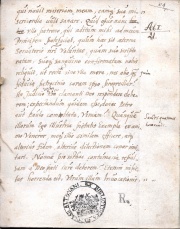 The first page of the (incomplete) Altona manuscript of Historia de statu Belgico of Francisco de Enzinas , 1545 ( N.4r ; p.17)