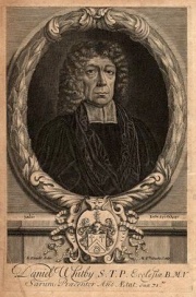 Engraving of Daniel Whitby c.1708 by Michael Vandergucht, after E. Knight.