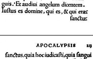 Revelation 16:5 in Latin in the 1516 New Testament of Erasmus