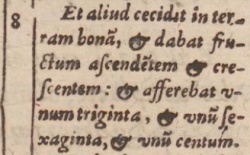 Mark 4:8 in Beza's 1598 Latin Vulgate Testament