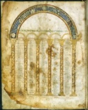 One of the canon tables from the 8th century Codex Beneventanus.