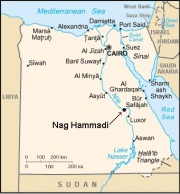 The site of discovery, Nag Hammadi in map of Egypt