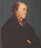 Portrait of Johann Froben after Hans Holbein the Younger, 1520–26. Froben commissioned many book illustrations from Holbein.