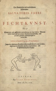 Book about fencing published in Leiden by Isack Elsevier in 1619