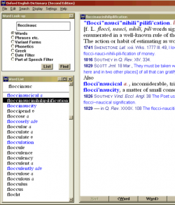 Screenshot of the second CD-ROM edition of the OED