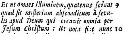 Latin translation of the Arabic at Ephesians 3:9 in Brian Walton's 1657 Polyglot